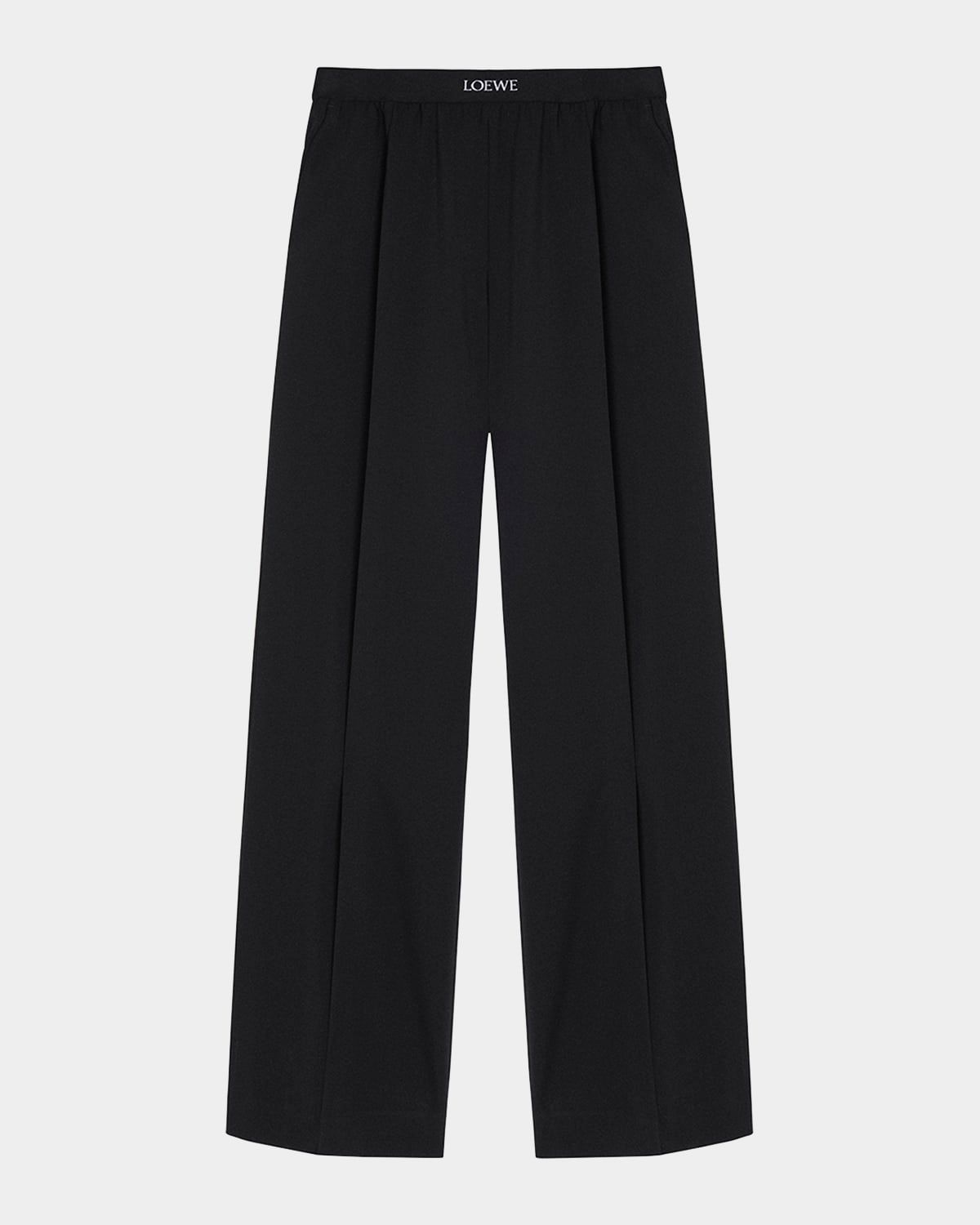 Logo Waistband Wide-Leg Trousers