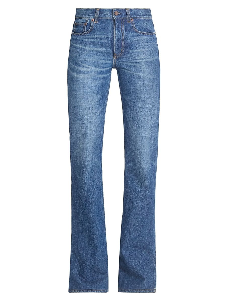 Women's Split-Hem Straight-Leg Jeans - Faded Indigo - Size 29