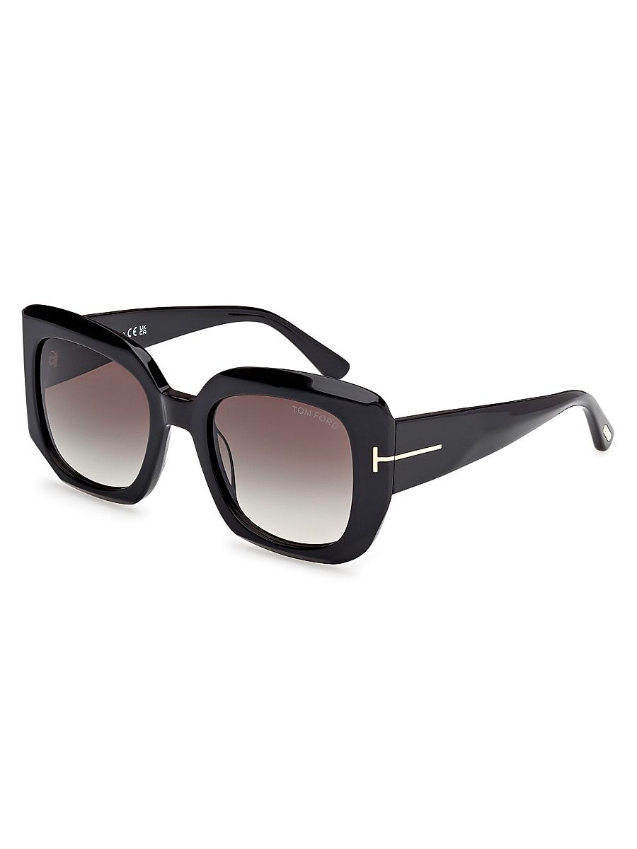 Women's Carla 52MM Square Sunglasses - Black Brown