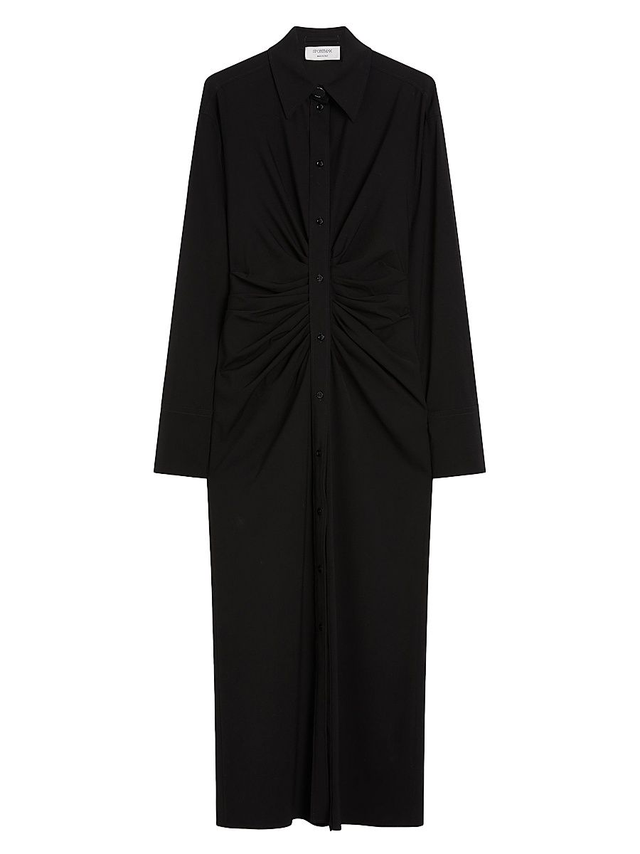 Women's Fitted Dress with Ruching - Black - Size 12