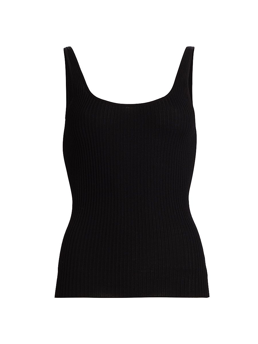 Women's Merino Rib-Knit Fitted Tank - Black - Size Medium