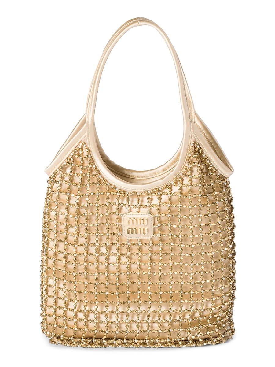 Women's Ivy Beaded Duchesse Shoulder Bag - Beige