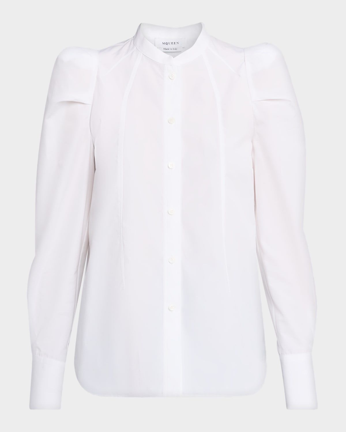Puff-Sleeve Cotton Button-Down Shirt