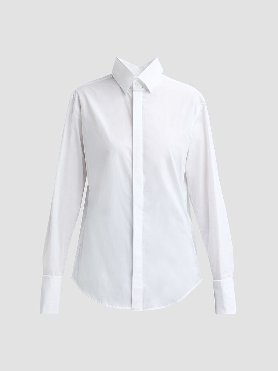 Jean Paul Gaultier Women's Open Fly Away Cotton Shirt - White - Size XS