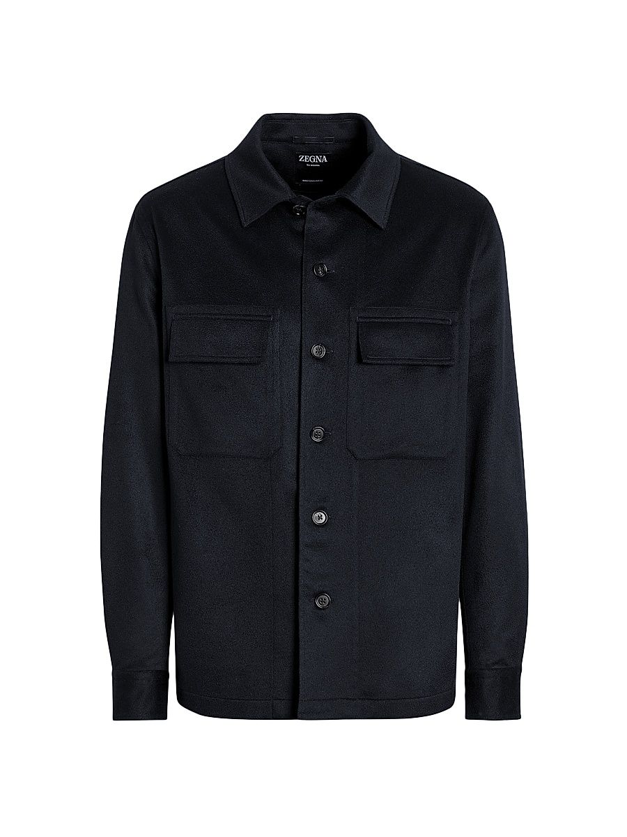 Men's Oasi Cashmere Alba Overshirt - Navy Blue - Size XXL