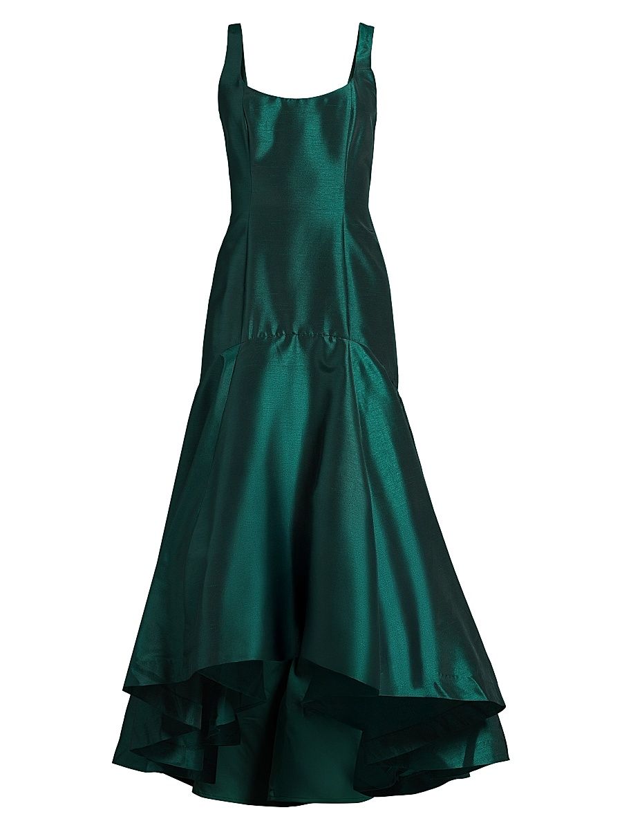 Women's Alaia Shantung Drop-Waist Gown - Forest - Size 14