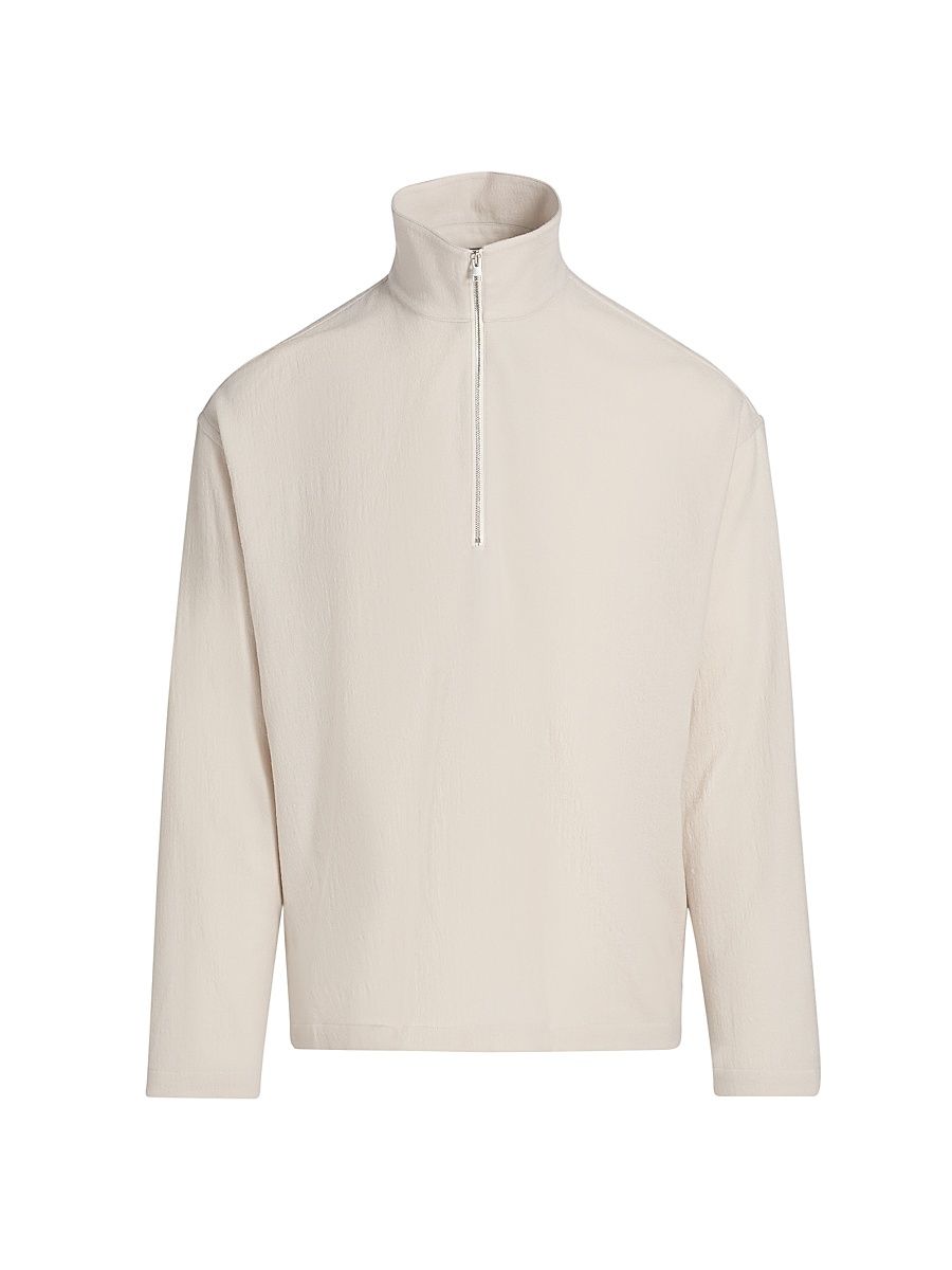 Men's Wool Half-Zip Overshirt Jacket - Light Taupe - Size XXL