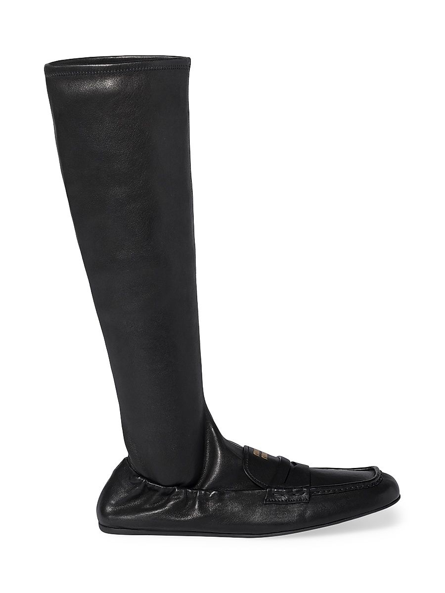 Women's Ruches Nappa Leather Boots - Black - Size 10