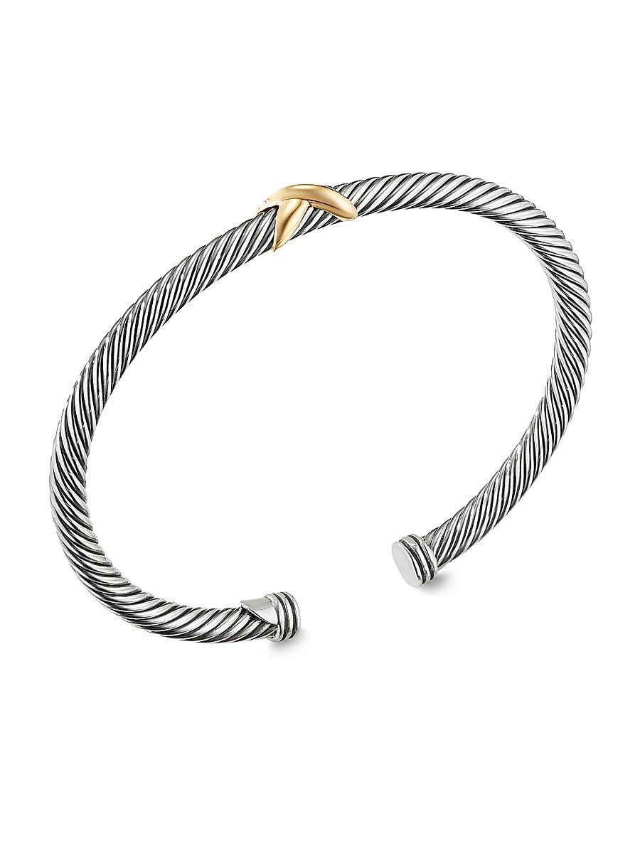 Women's Cable X Bracelet With 18K Yellow Gold - Silver - Size Small