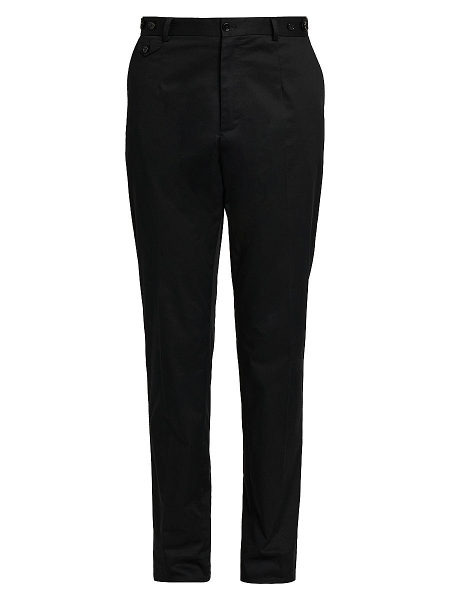 Men's Gabardine Cotton Straight-Leg Trousers - Nero - Size 38
