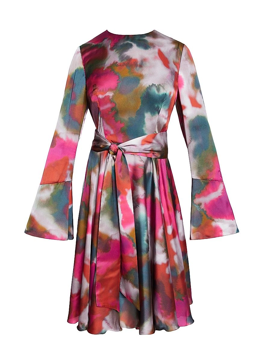 Women's Abstract Georgette Fit & Flare Knee-Length Dress - Sedona Multi - Size 6