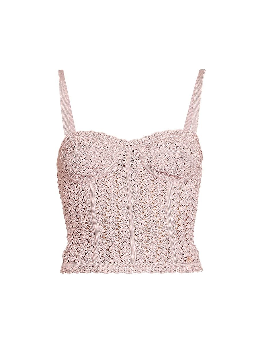 Women's Bustier Knit Crop Tank - Rosa - Size 10