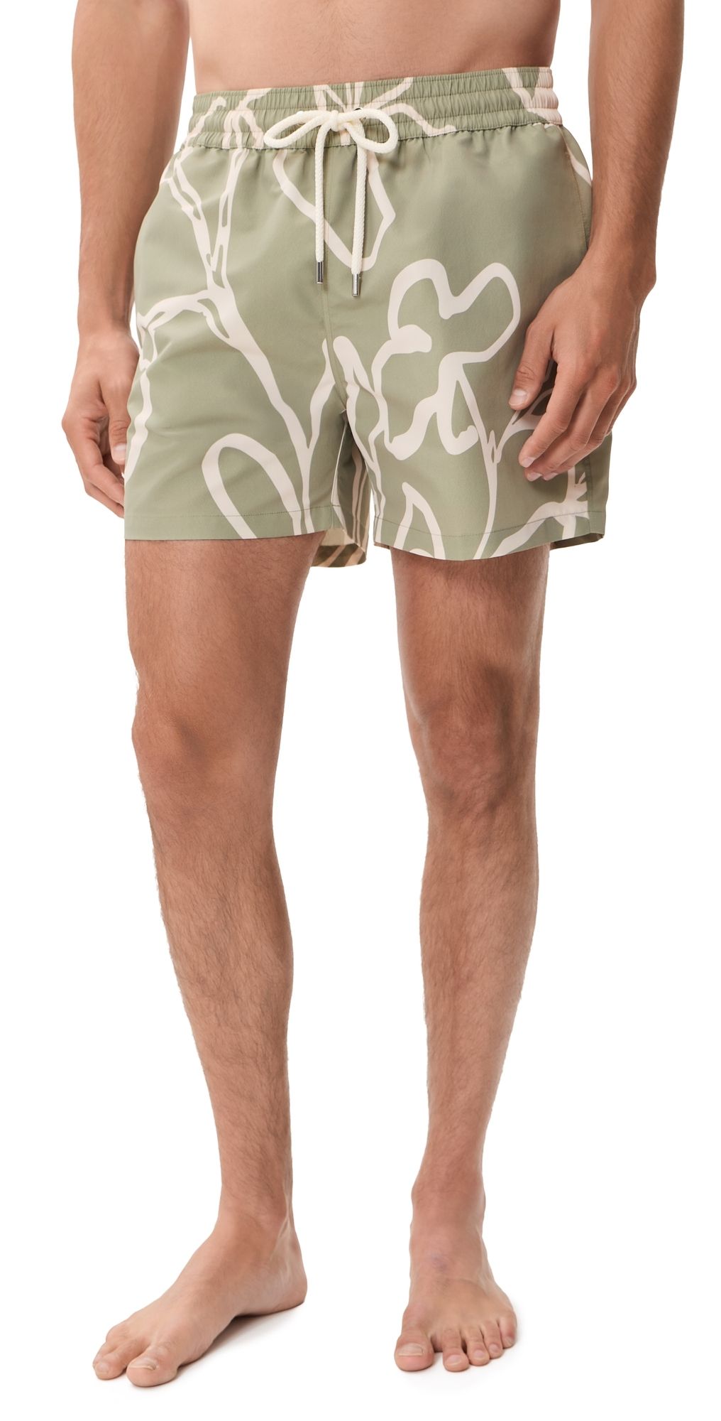 Frescobol Carioca Rio Flor Print Swim Shorts Palm Green S