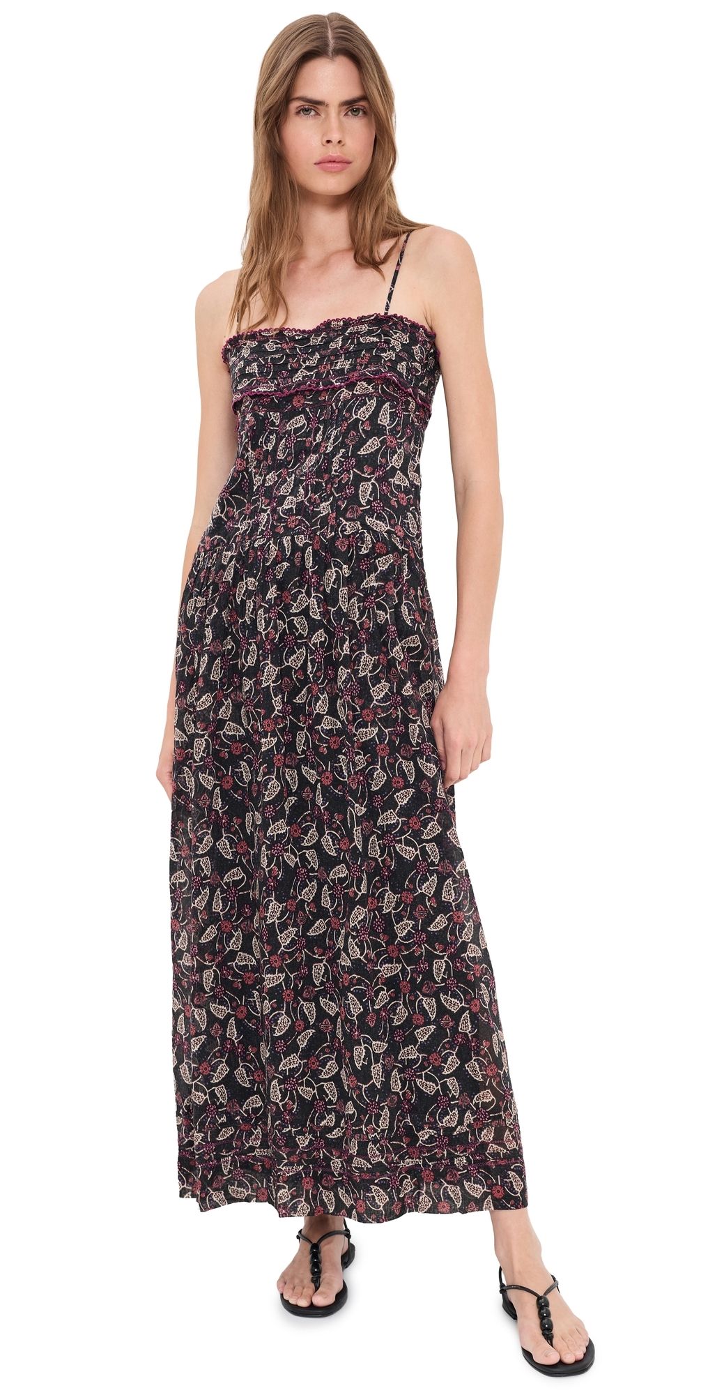 Isabel Marant Étoile Demy Maxi Dress Black/Raspberry 34