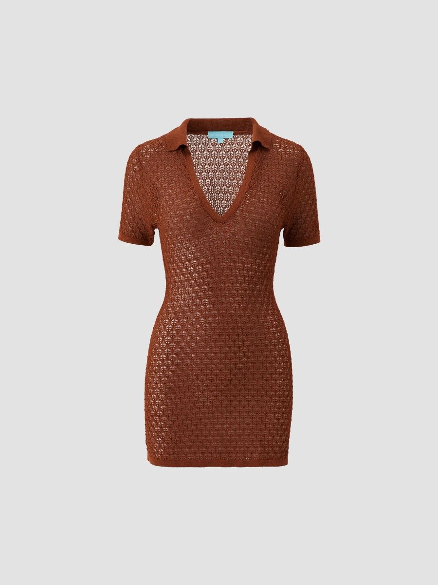 Melissa Odabash Women's Coco Open-Knit Mini Dress - Bronze - Size Large