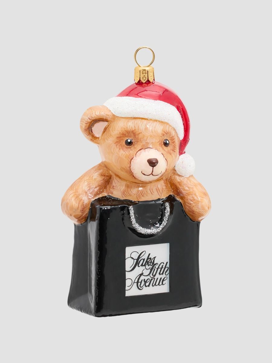 Saks Fifth Avenue Teddy Bear In SFA Shopping Bag Ornament