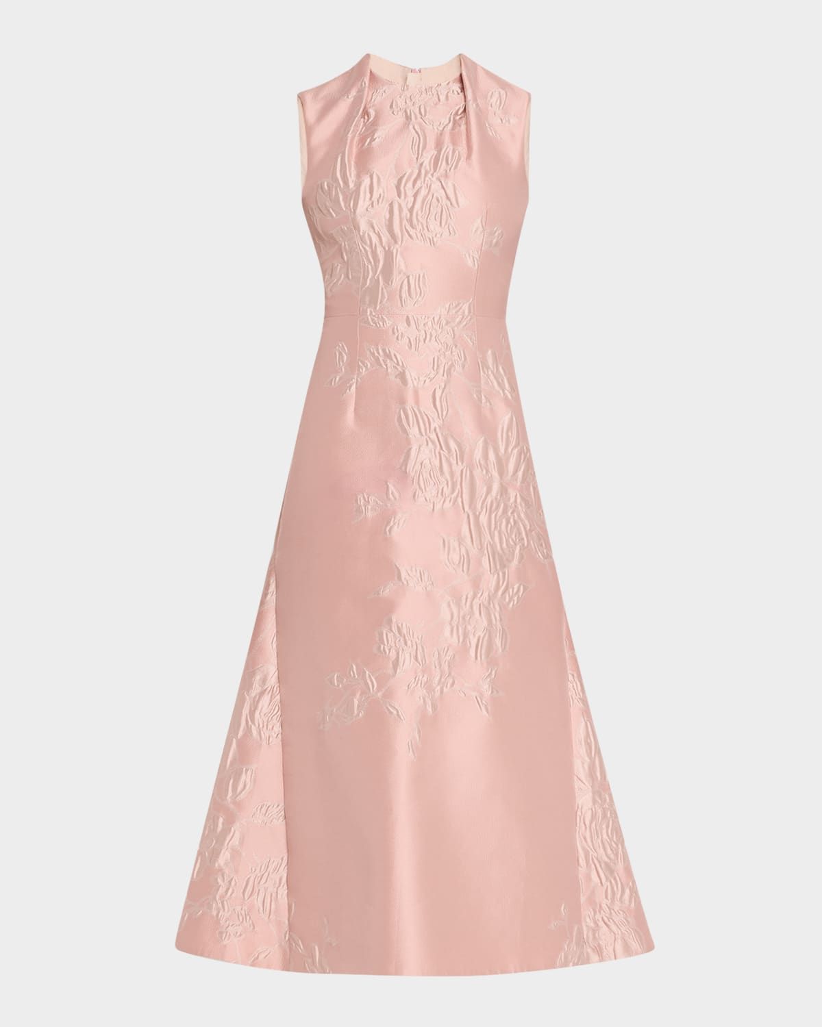 Kissa Floral Brocade Sleeveless Midi Dress