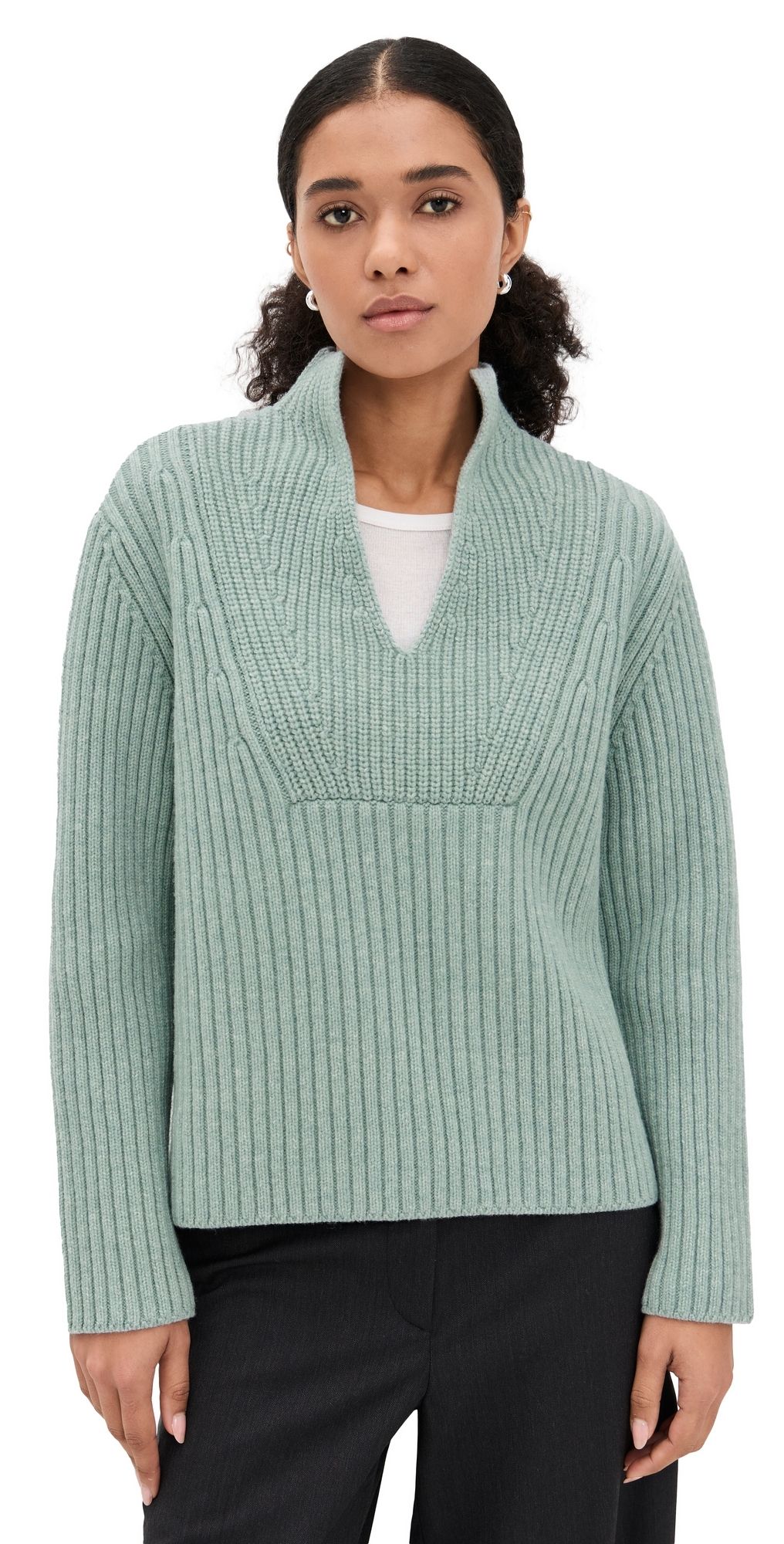 Proenza Schouler White Label Meron Sweater In Melange Merino Sea Glass Melange M