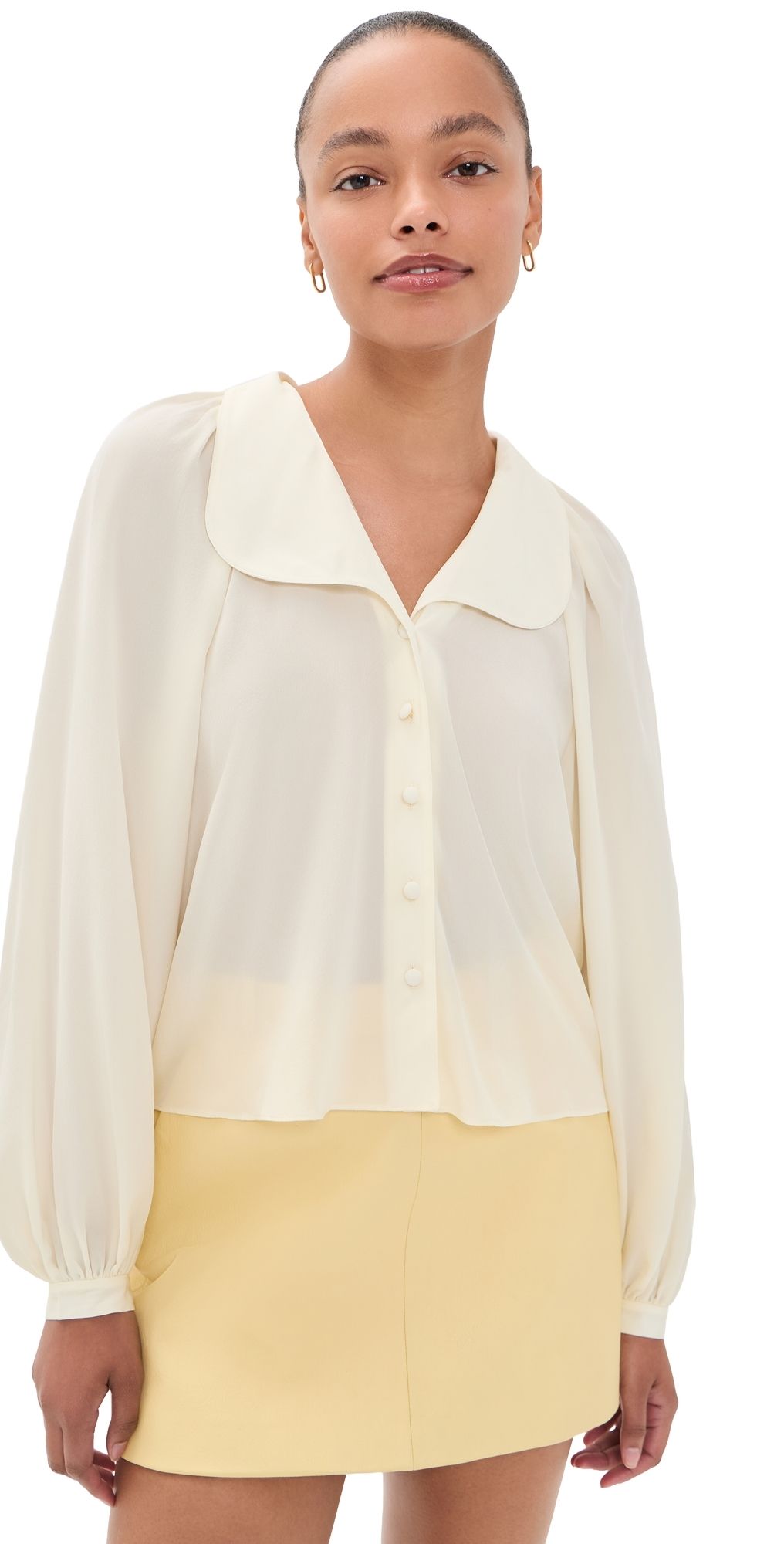 FRAME The Silk Gala Shirt Cream XS