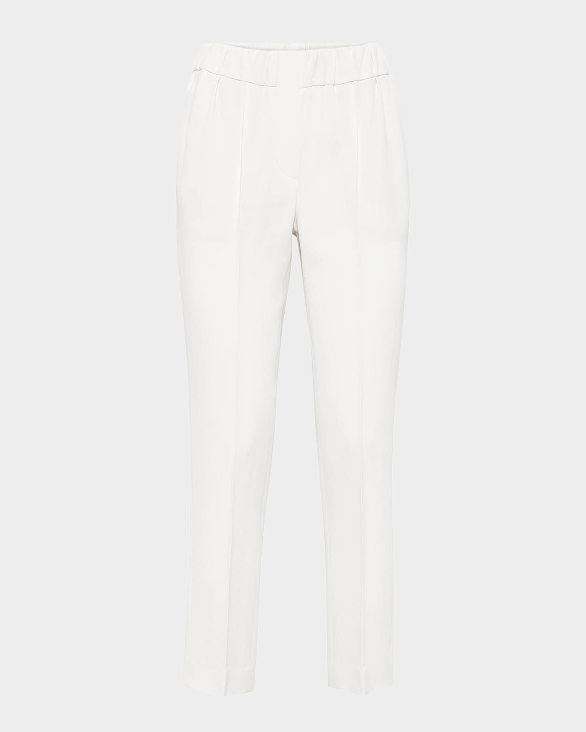 Silk Pull-On Cropped Pants