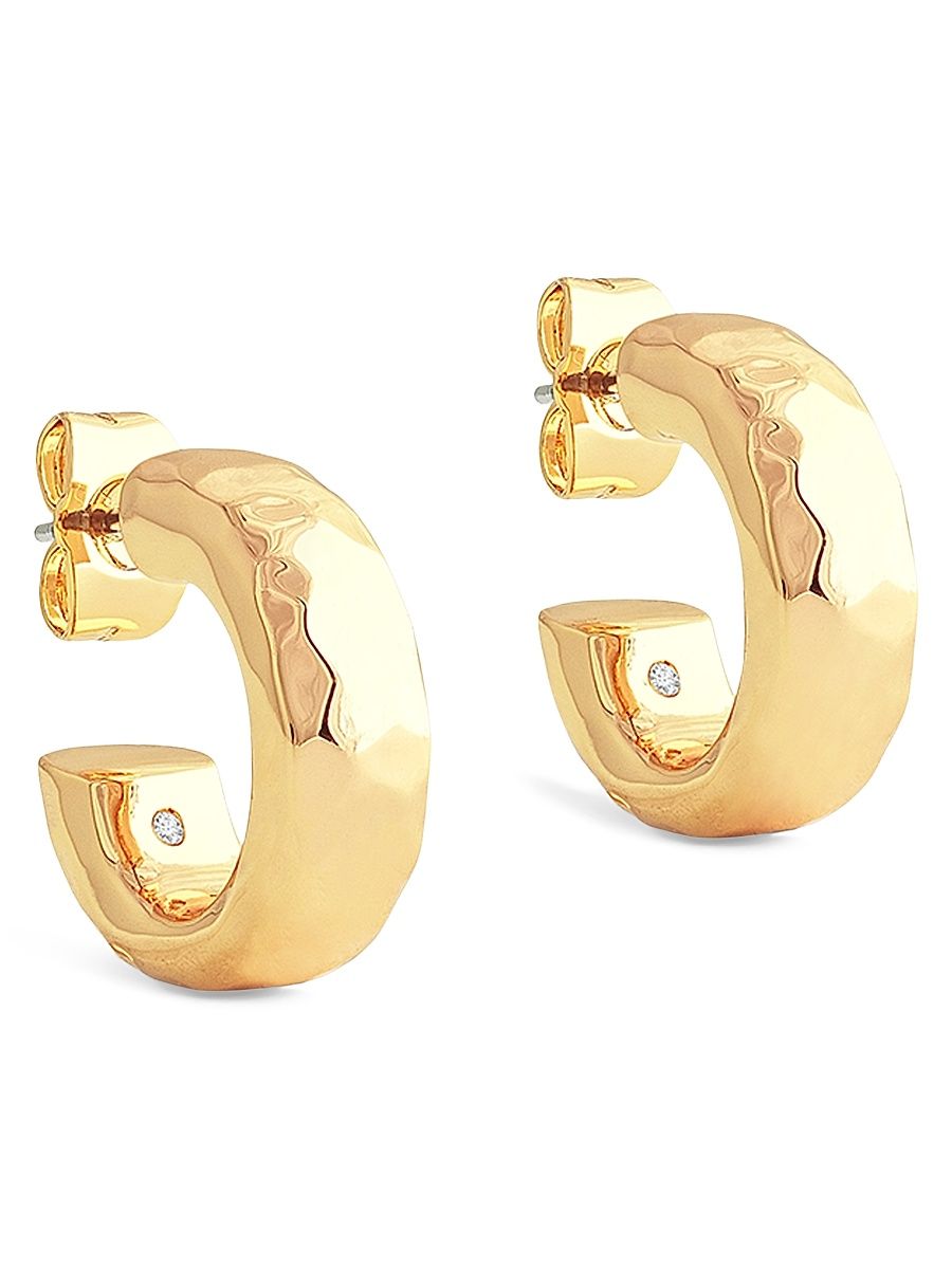 Women's Farrier 18K-Gold-Plated & Cubic Zirconia Huggie Earrings - Gold