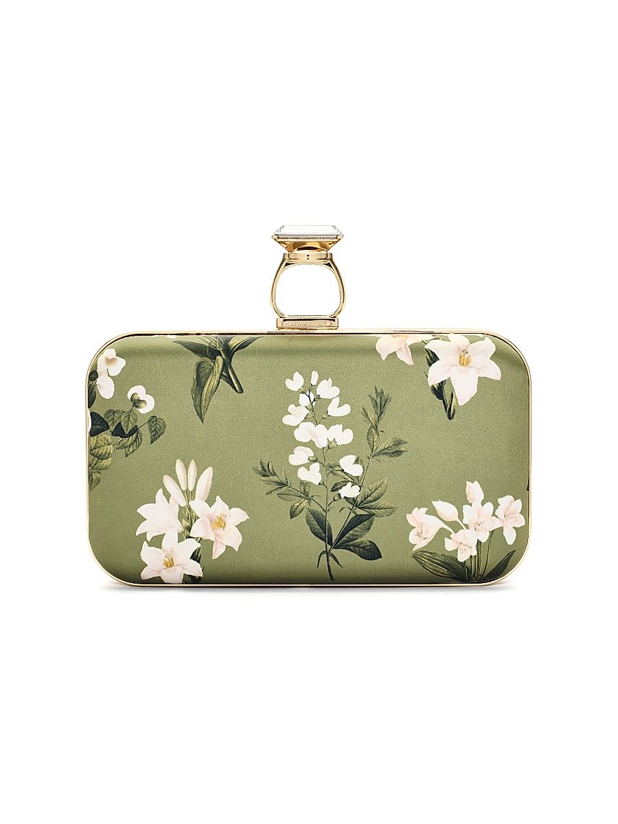 Women's On The Rocks Printed Satin Clutch - Moss Formosa