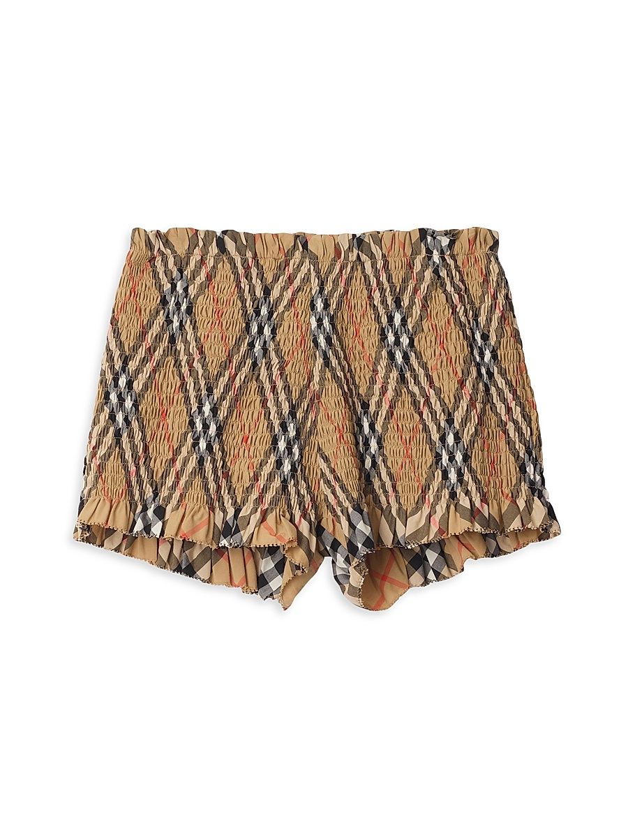 Baby Girl's, Little Girl's & Girl's Remy Smocked Check Shorts - Sand Check - Size 6 Months