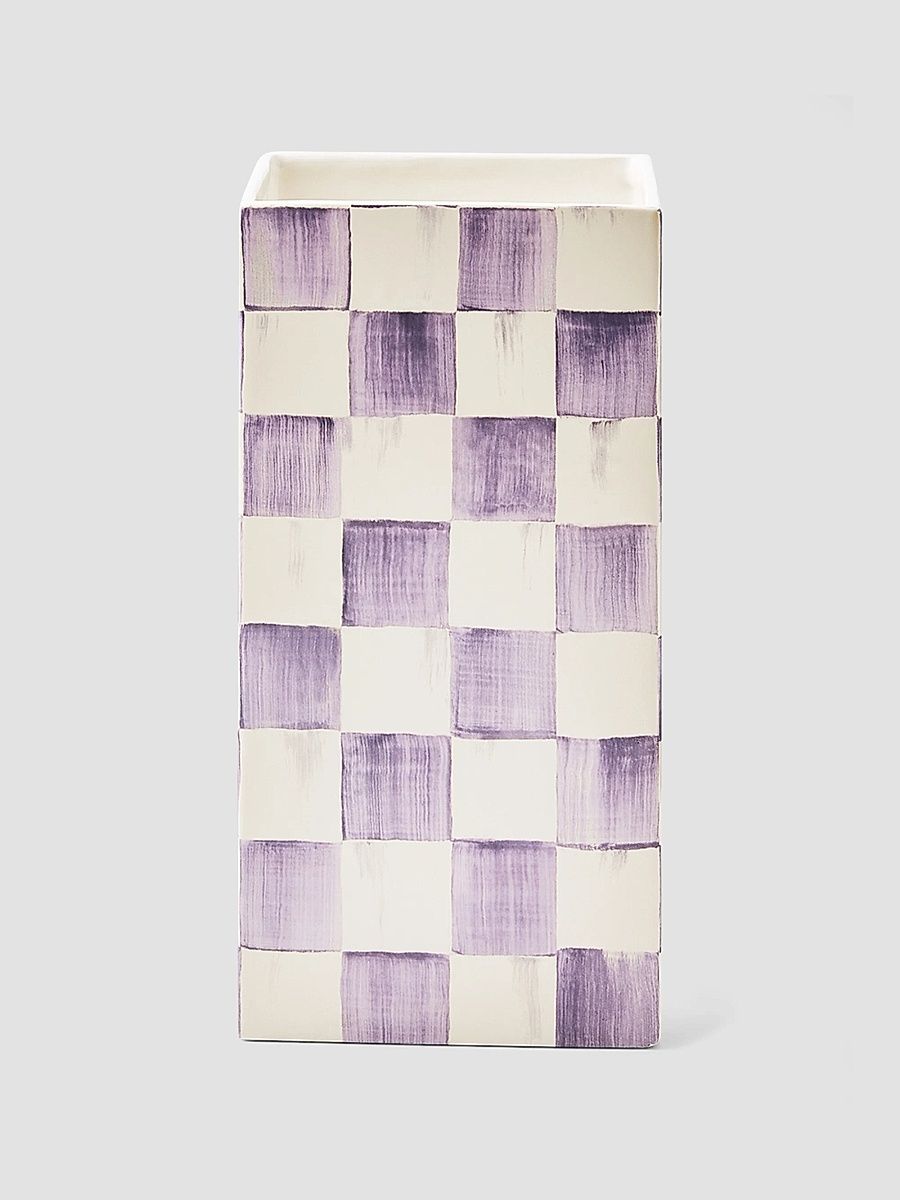 Violet Check Pillar Vase