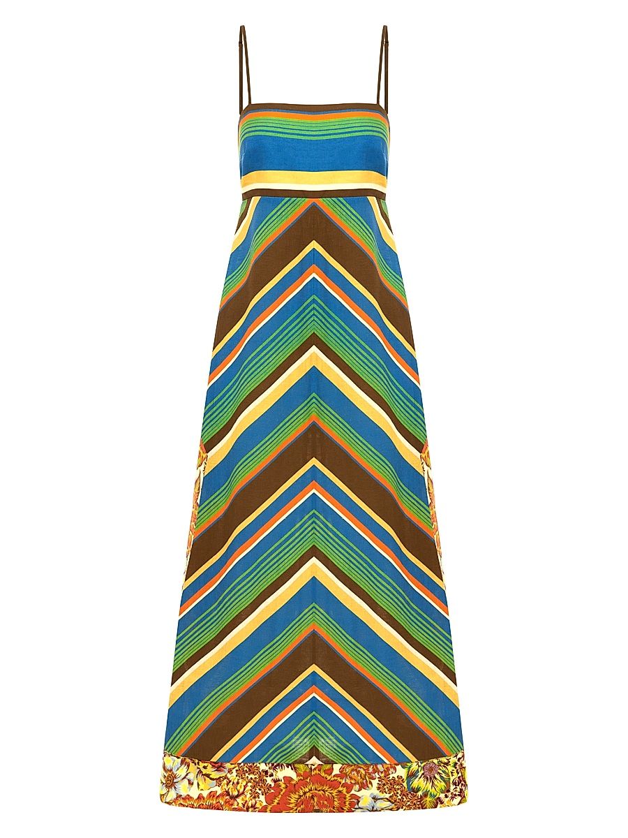 Women's Charlie Mixed-Print Linen Day Dress - Size 12