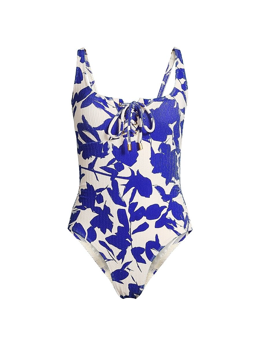 Women's Taylor One-Piece Swimsuit - Moraea Garden Texture - Size Large