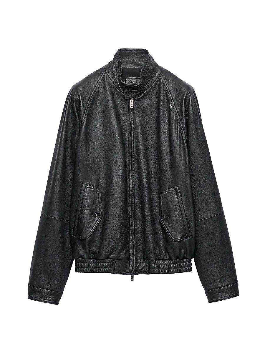 Men's Nappa Leather Jacket - Black - Size 46