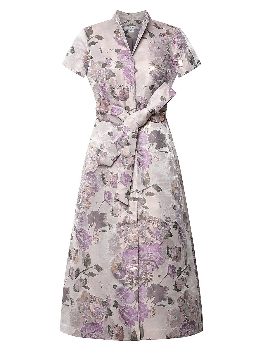 Women's Robin Floral Jacquard Tea-Length Shirtdress - Heather - Size 16