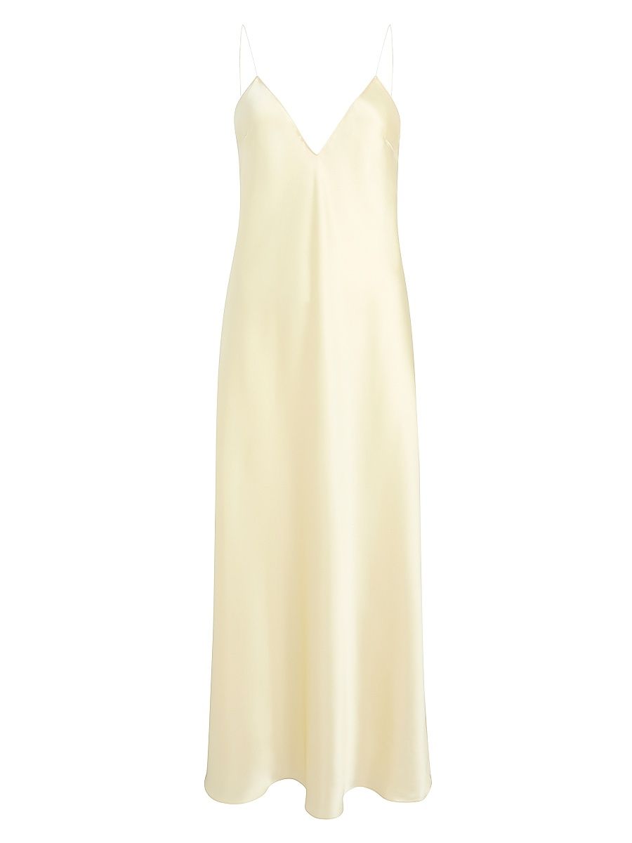 Women's Taja Silk V-Neck Gown - Pale Yellow - Size XL