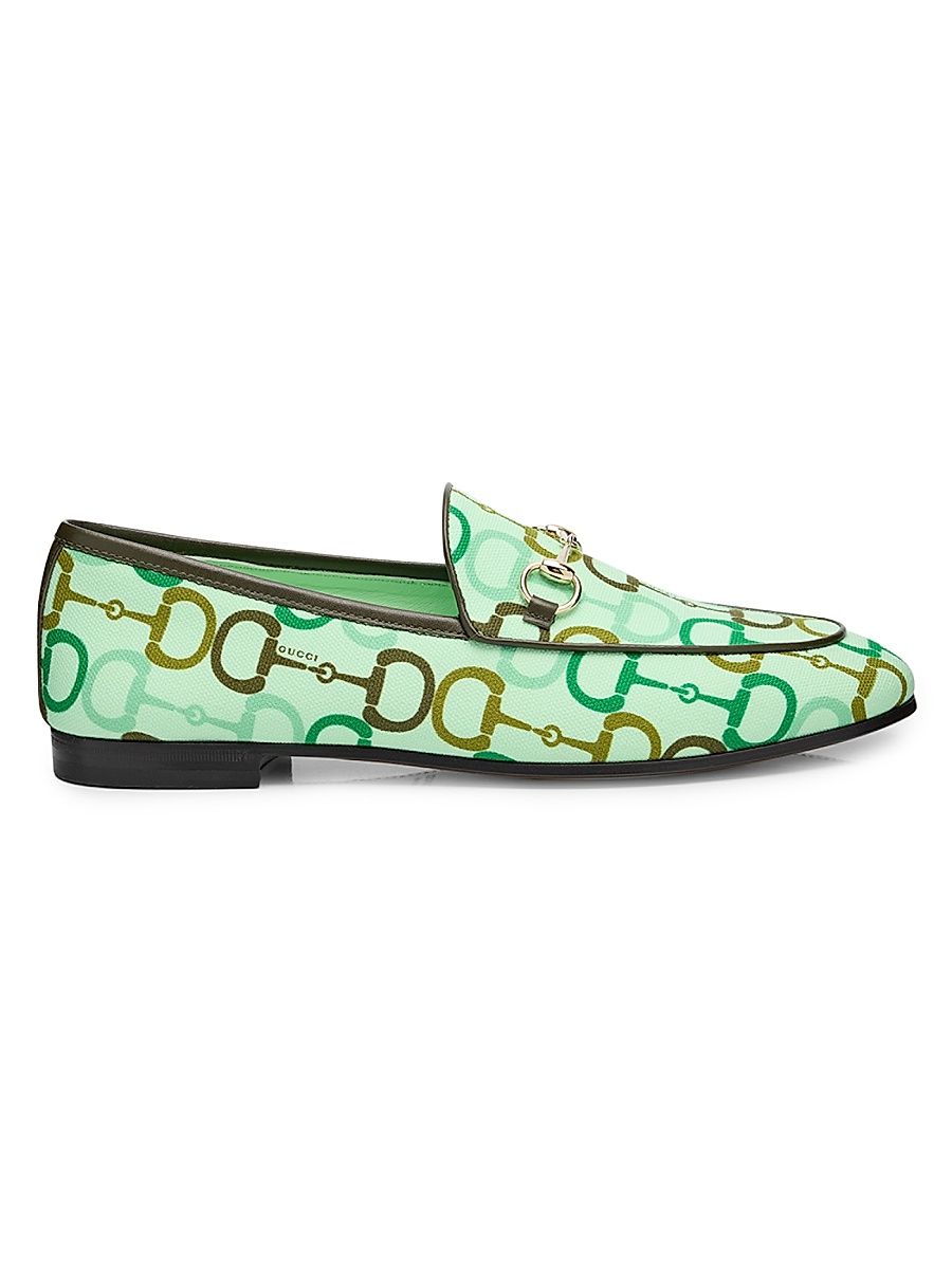 Women's Jordaan Horsebit Printed Cotton Loafers - Green Pattern - Size 10