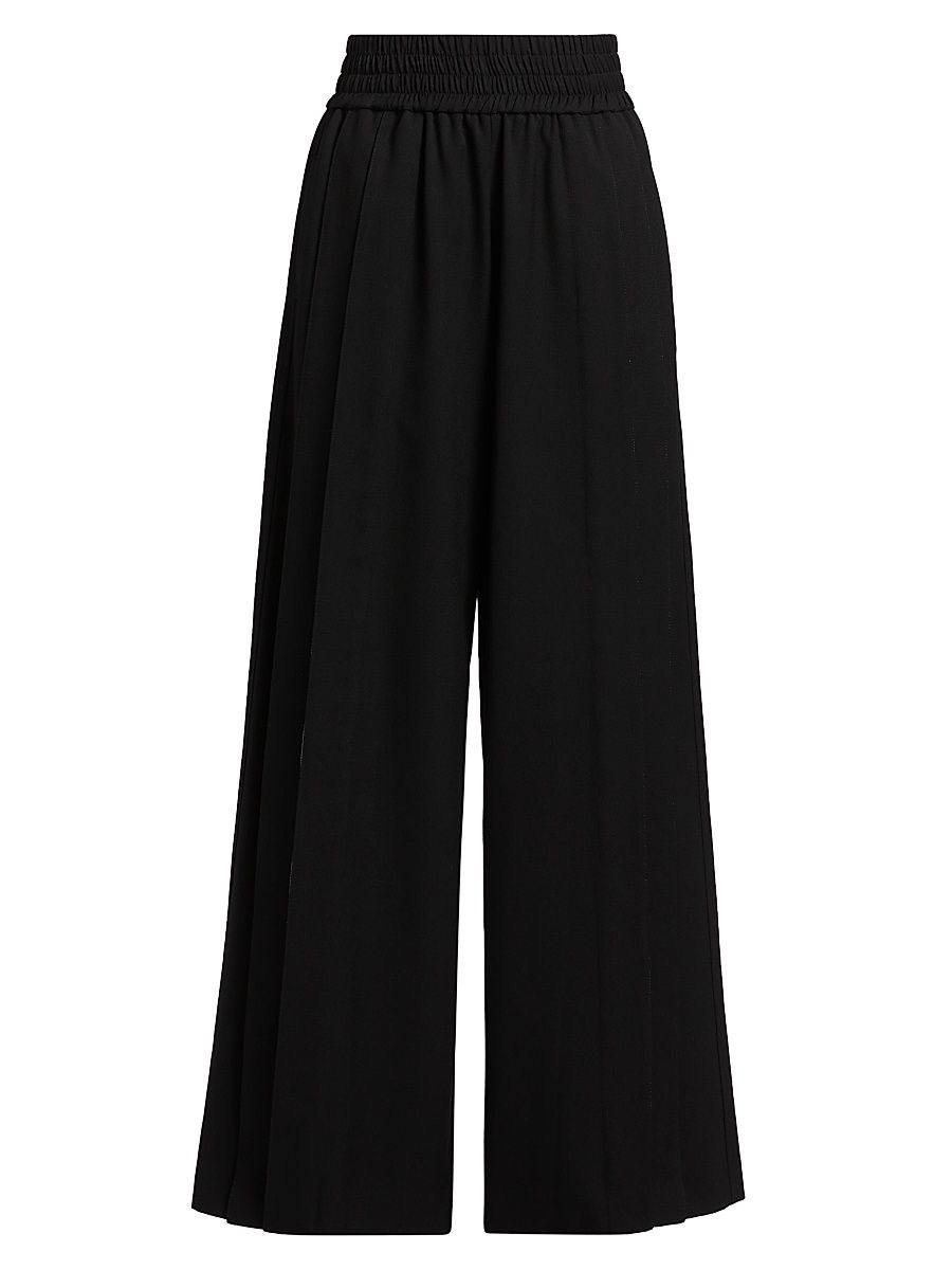 Women's Just A Pinch Contrast-Stripe Darliston Wool Pants - Black White - Size Large