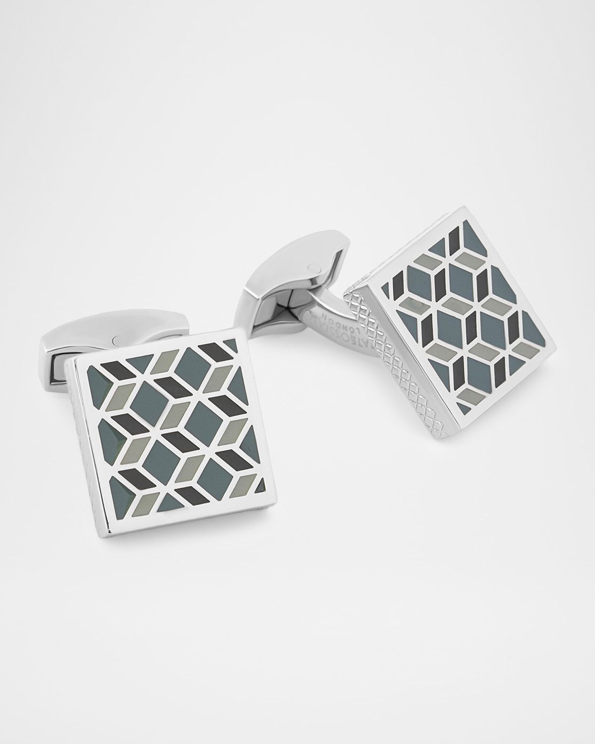 Men & apos;s Square 3D Cube Enamel Cufflinks