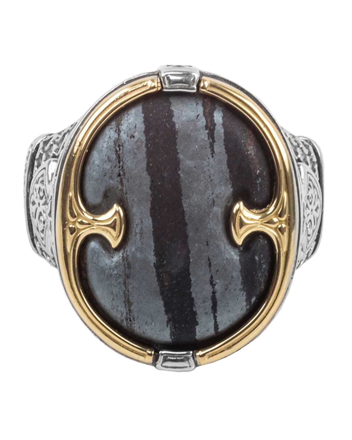 18K Gold/Silver Ferrite Ring, Size 10