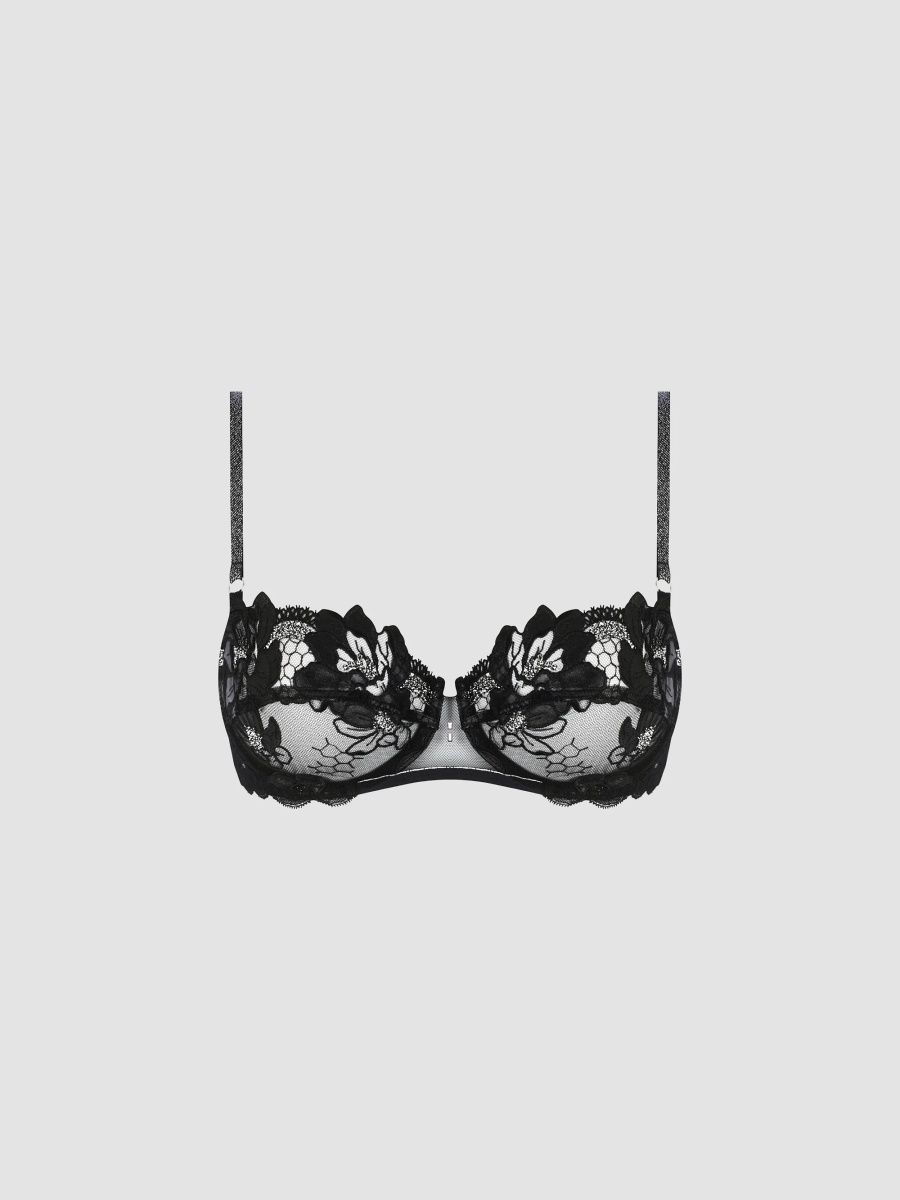 Lise Charmel Women's Cuir Sexy Couture Demi Cup Bra - Noir Argent - Size 34E