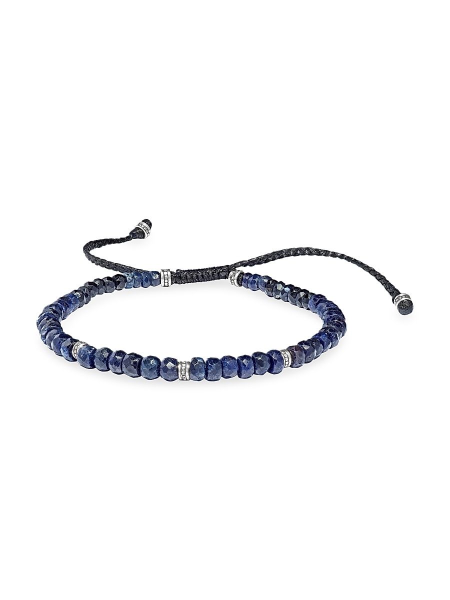 Men's Sapphire & Sterling Silver Beaded Bracelet