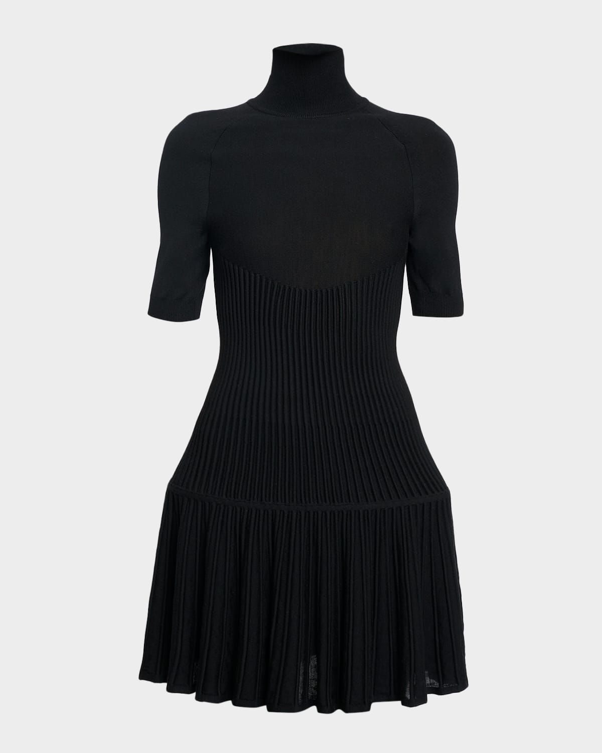 Crinoline Ribbed Wool-Blend Dress