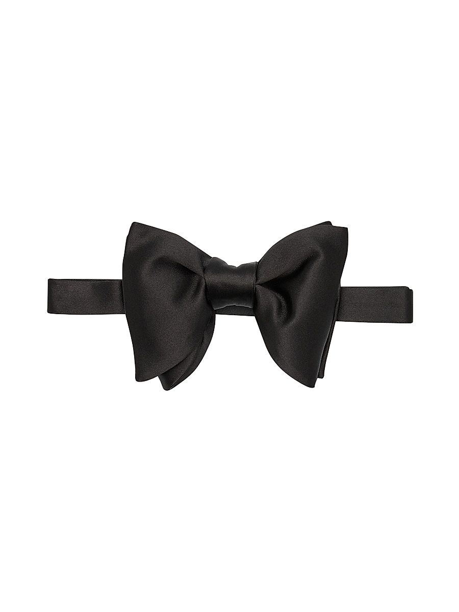 Men's Pre-Tied Silk-Satin Bow Tie - Black