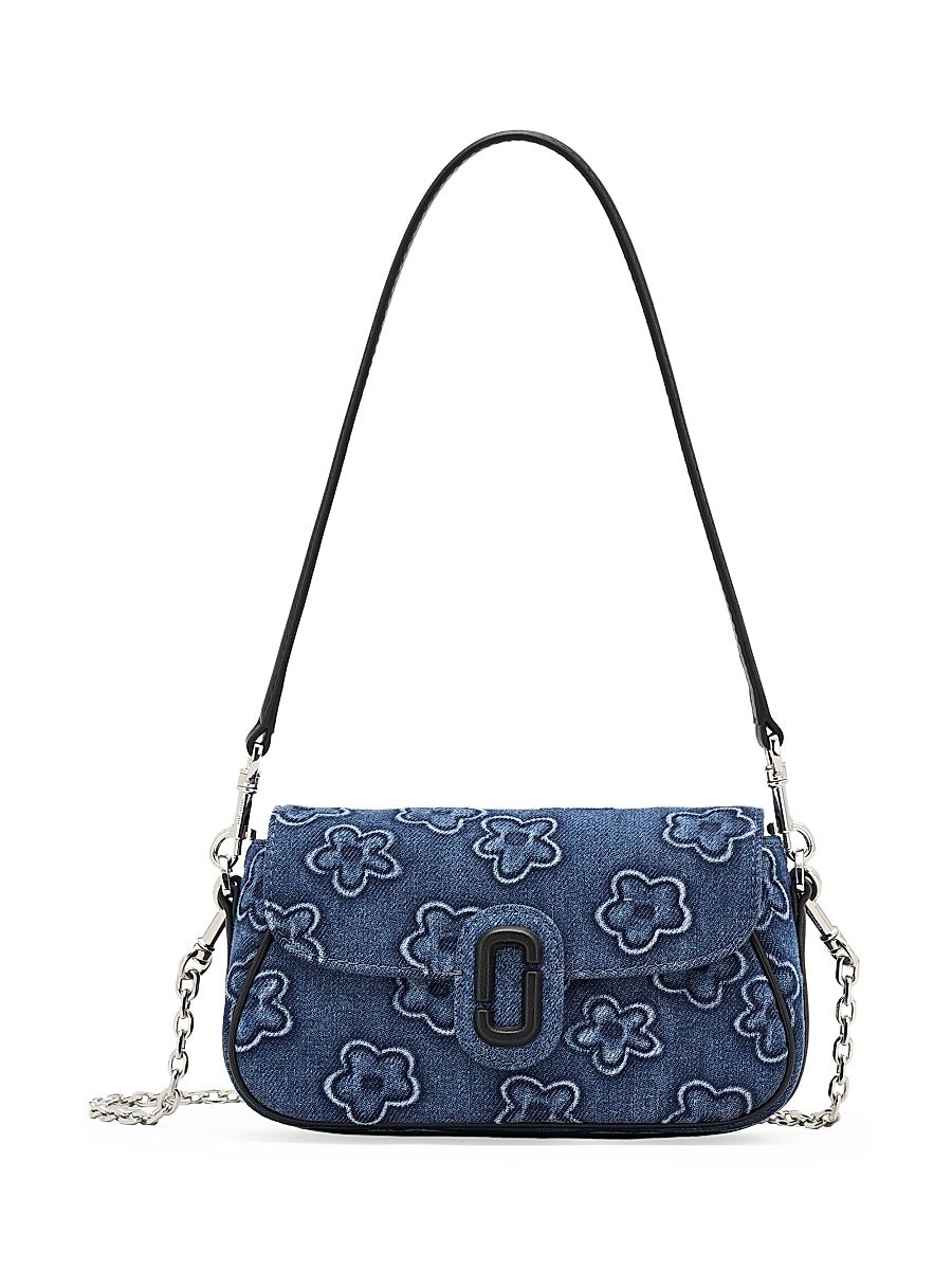Women's Medium The Clover Puffy Daisy Denim Shoulder Bag - Medium Wash Indigo