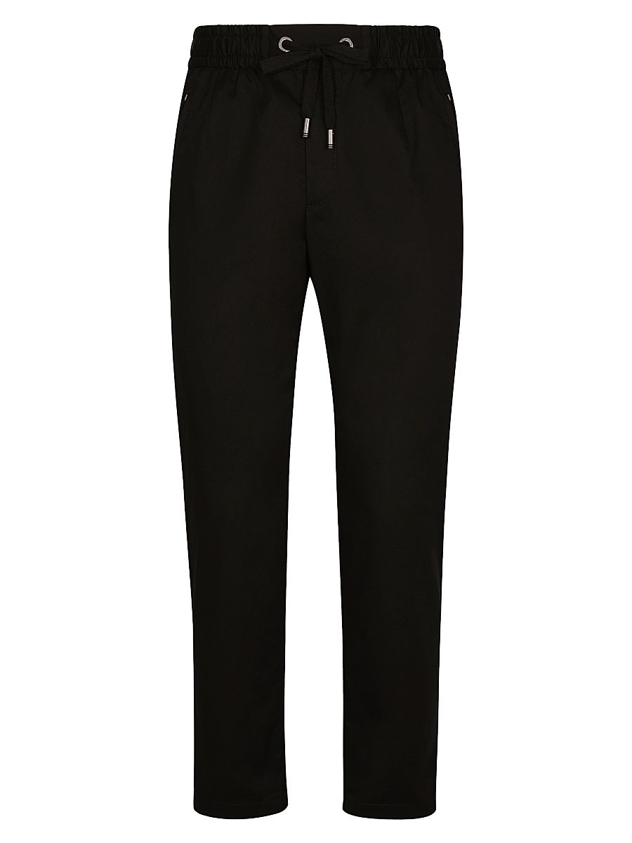 Men's Solid Stretch-Cotton Joggers - Black - Size 46