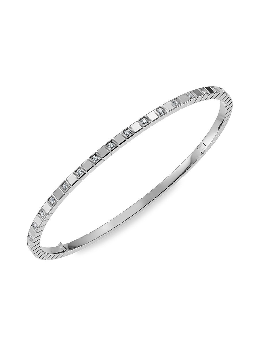 Women's Ice Cube 18K White Gold & Diamond Bangle Bracelet - White Gold - Size Medium