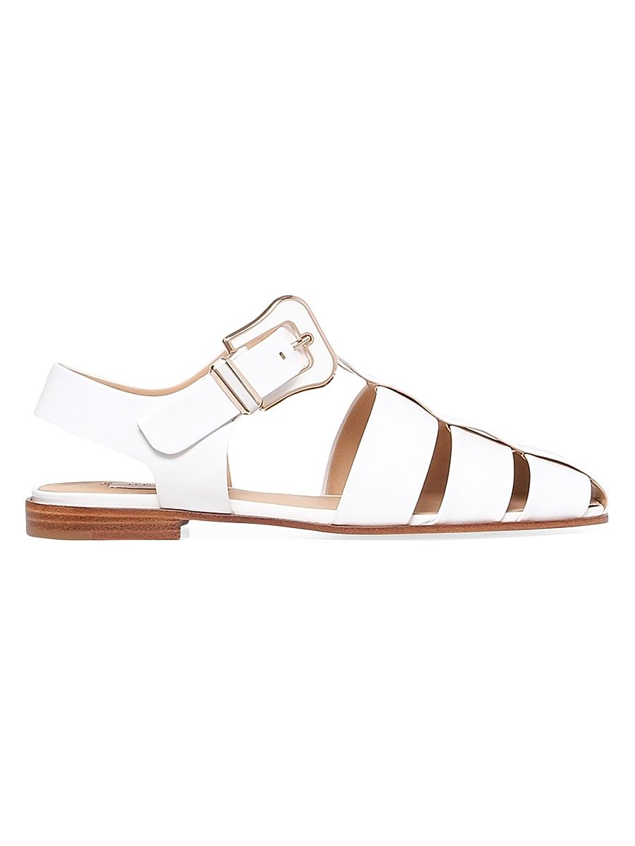 Women's Zoey Leather Sandals - Pearlized White - Size 8