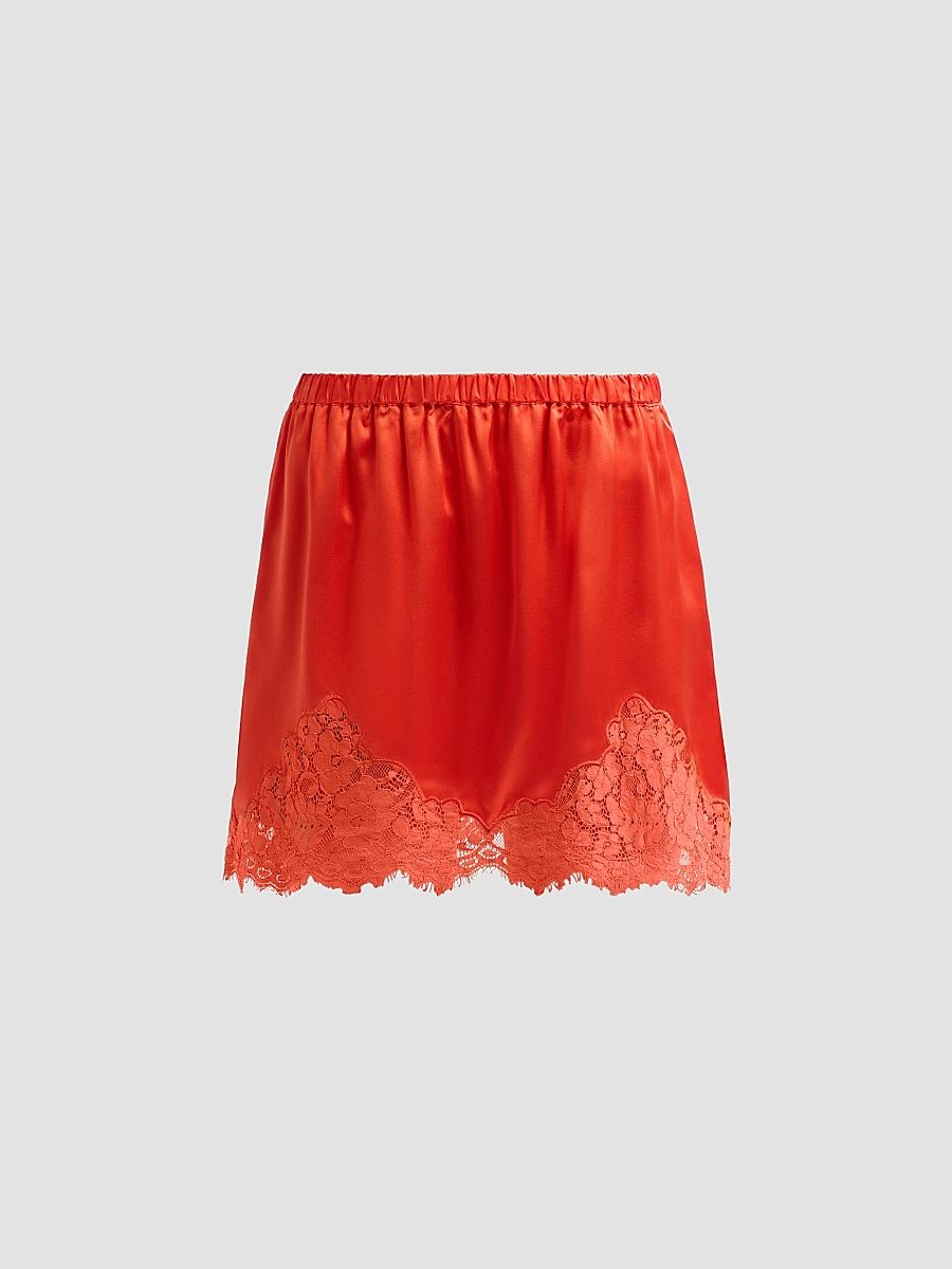 Women's Alexis Silk-Blend Lace Slip Mini Skirt - Aperol - Size Large