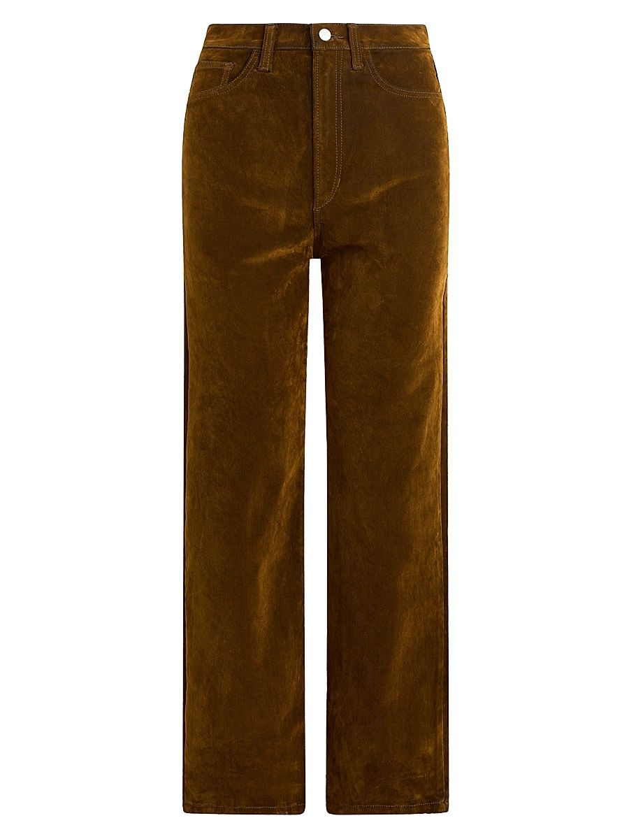 Women's Margot Straight-Leg Velvet Pants - Bronze Brown - Size 31