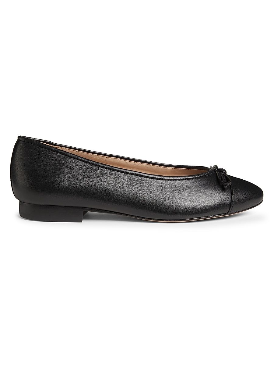 Women's COLLECTION Leather Ballet Flats - Black - Size 6.5