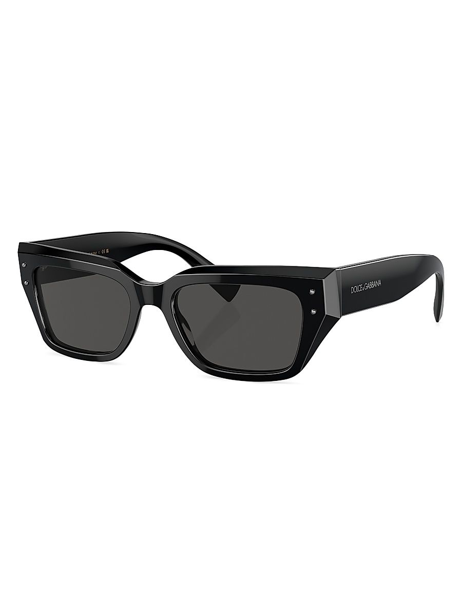 Women's 52MM Rectangular Sunglasses - Black Dark Grey