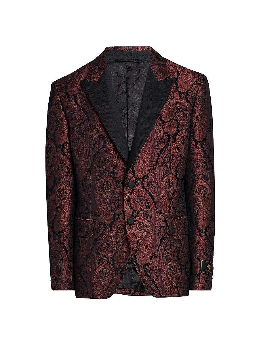 Men's Milano Paisley Brocade Dinner Jacket - Burgundy - Size 46
